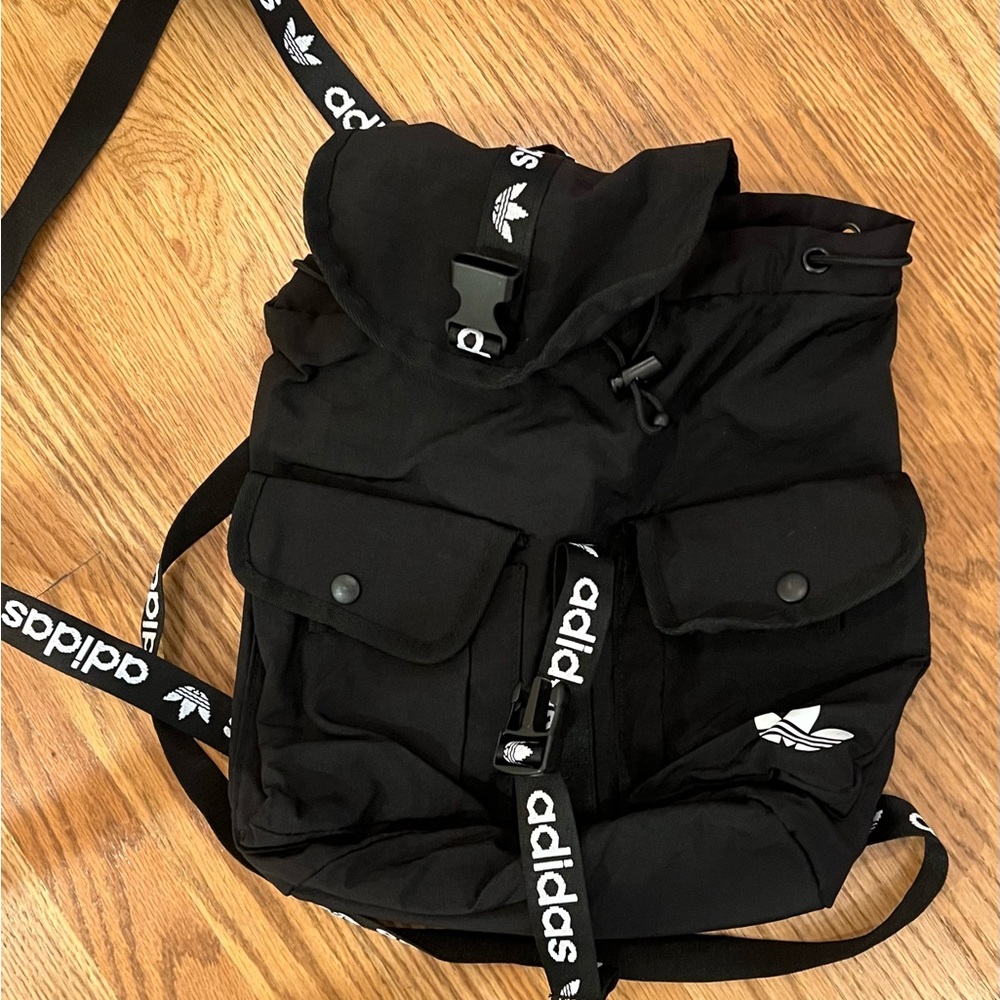 Adidas Black Backpack with White Logo Straps
